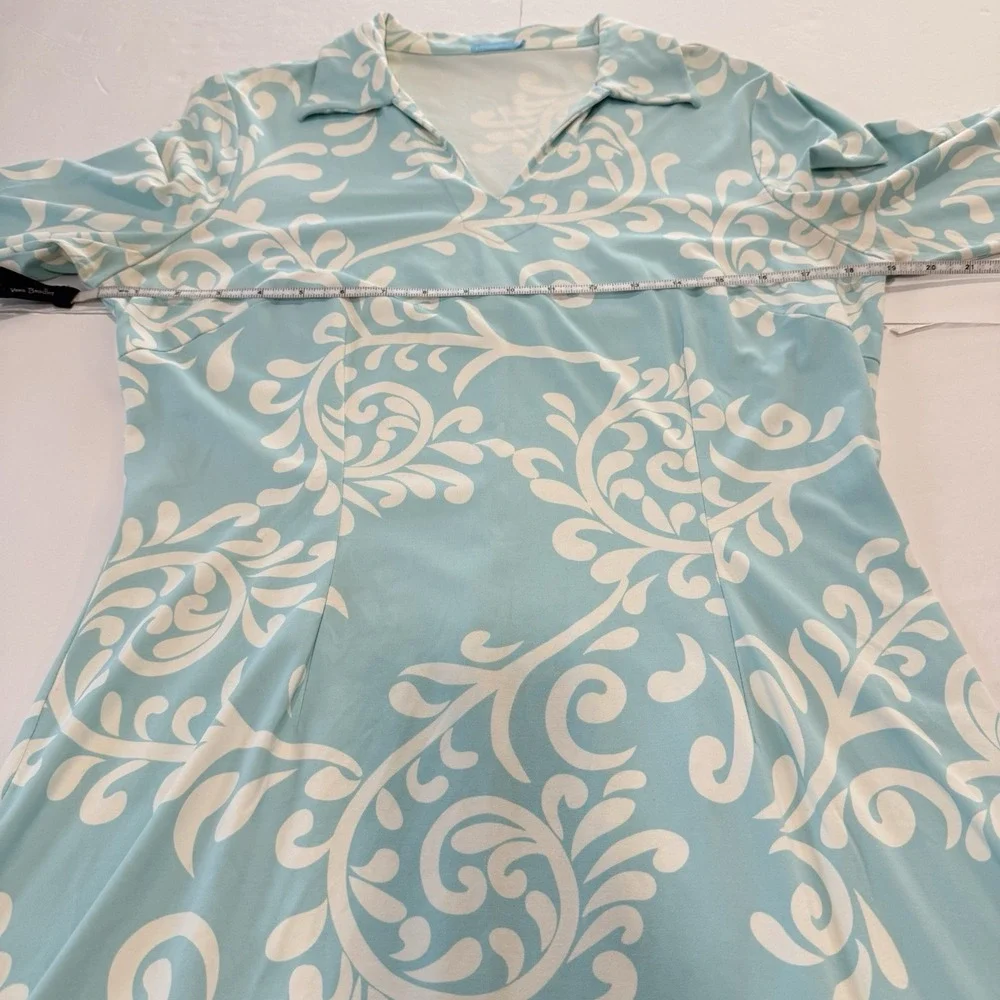 J. McLaughlin Blue Catalina Cloth 3/4 Sleeve Stretch Cadence Dress Size MEDIUM - Picture 7 of 12